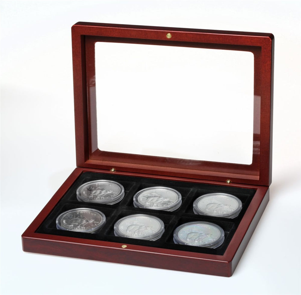 Wooden Coin Case with Glass Lid