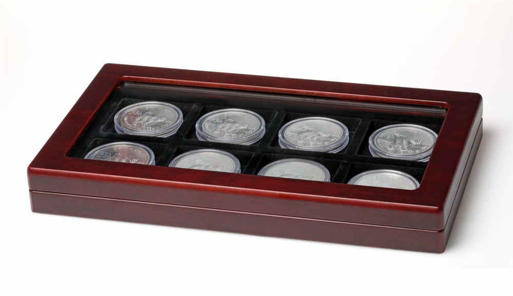 Wooden Coin Case with Glass Lid