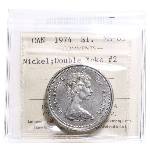 1 Dollar 1974 Double Yoke #2 ICCS MS-65 Default Title