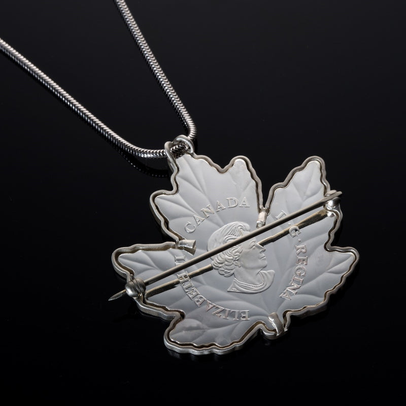 Sterling Silver Maple Leaf-Shaped Brooch/Pendant Bezel