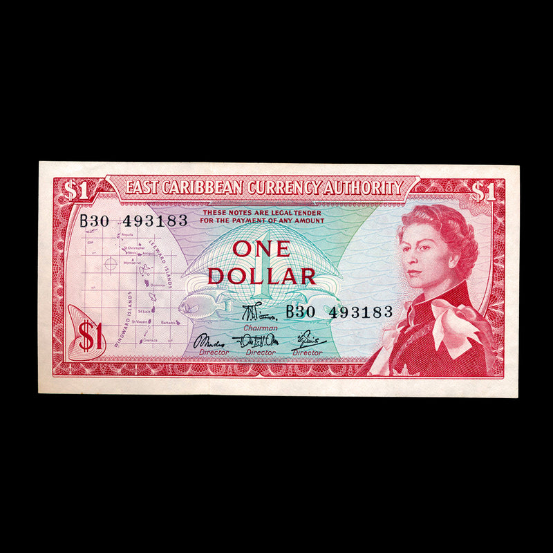 East Caribbean States 1 Dollar 1965 Elizabeth II Signature 5; 6; 7. AU-55