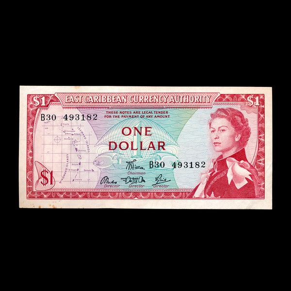 East Caribbean States 1 Dollar 1965 Elizabeth II Signature 5; 6; 7. UNC-60