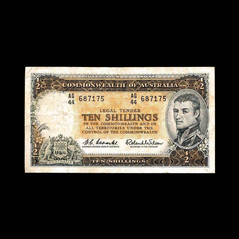 Australia 10 Shillings 1953 George VI Issued note VF-20