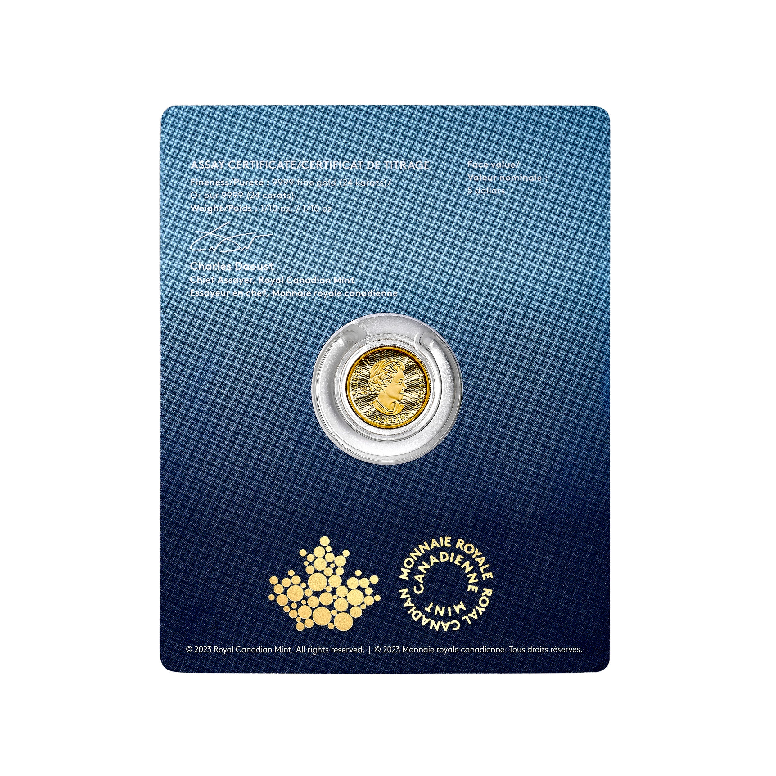 2023 $5 First Strikes: Majestic Polar Bear and Cubs - Pure Gold Coin