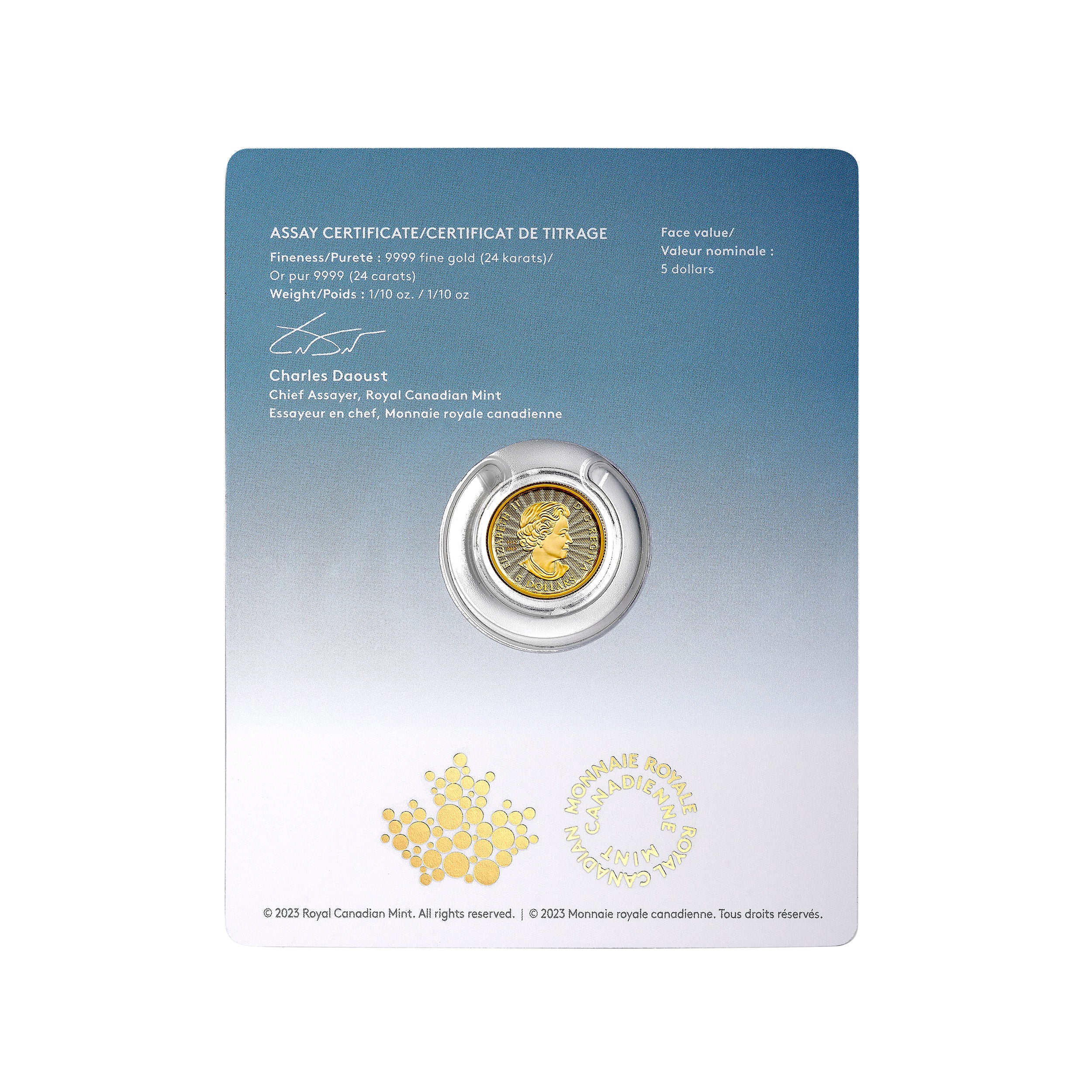 2023 $5 First Strikes: Majestic Polar Bear and Cubs - Pure Gold Coin