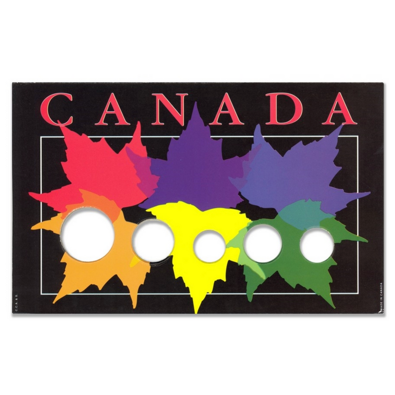 1987-Present Canadian Year Set Maple Leaves Collector 5 Coin Board